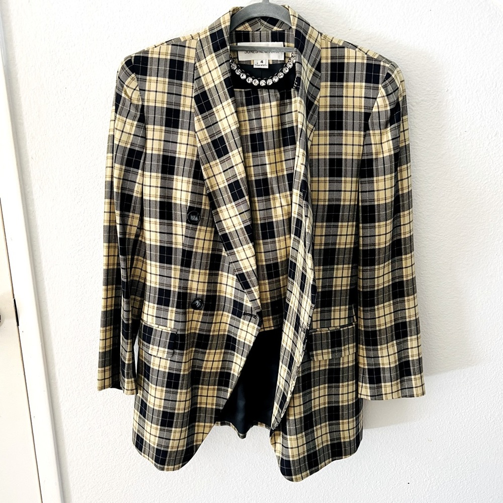 JONES NEW YORK Skirt Suit Blazer Jacket Blue Yellow